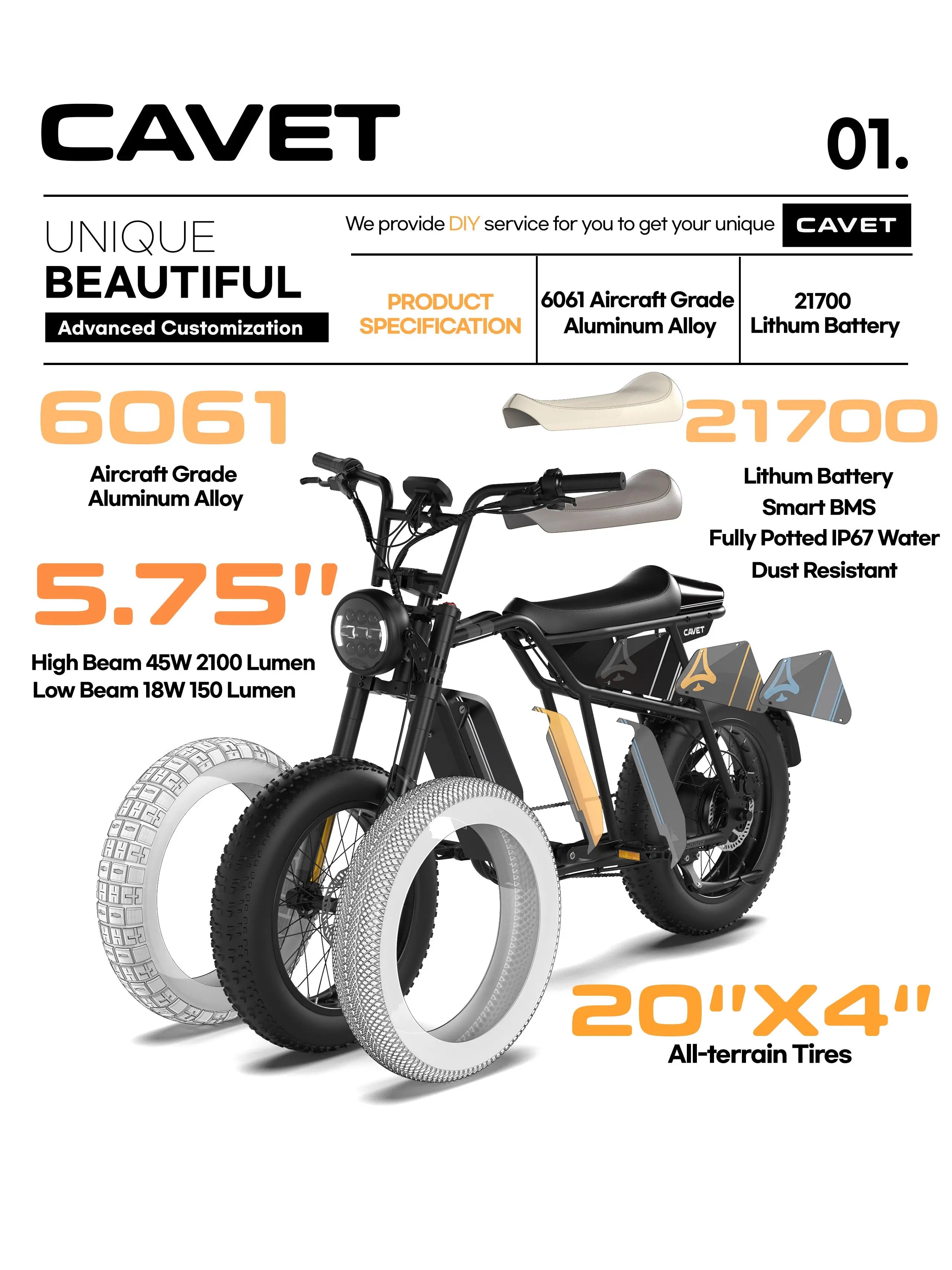 美國 Cavet 智慧電動輔助自行車-火星黃 A-Spadz